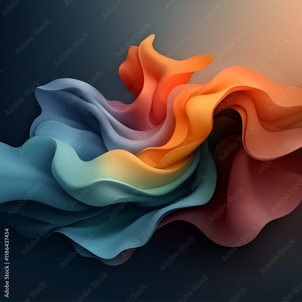 Poster visually captivating abstract background design with an undulating iridescent shape featuring a mesm