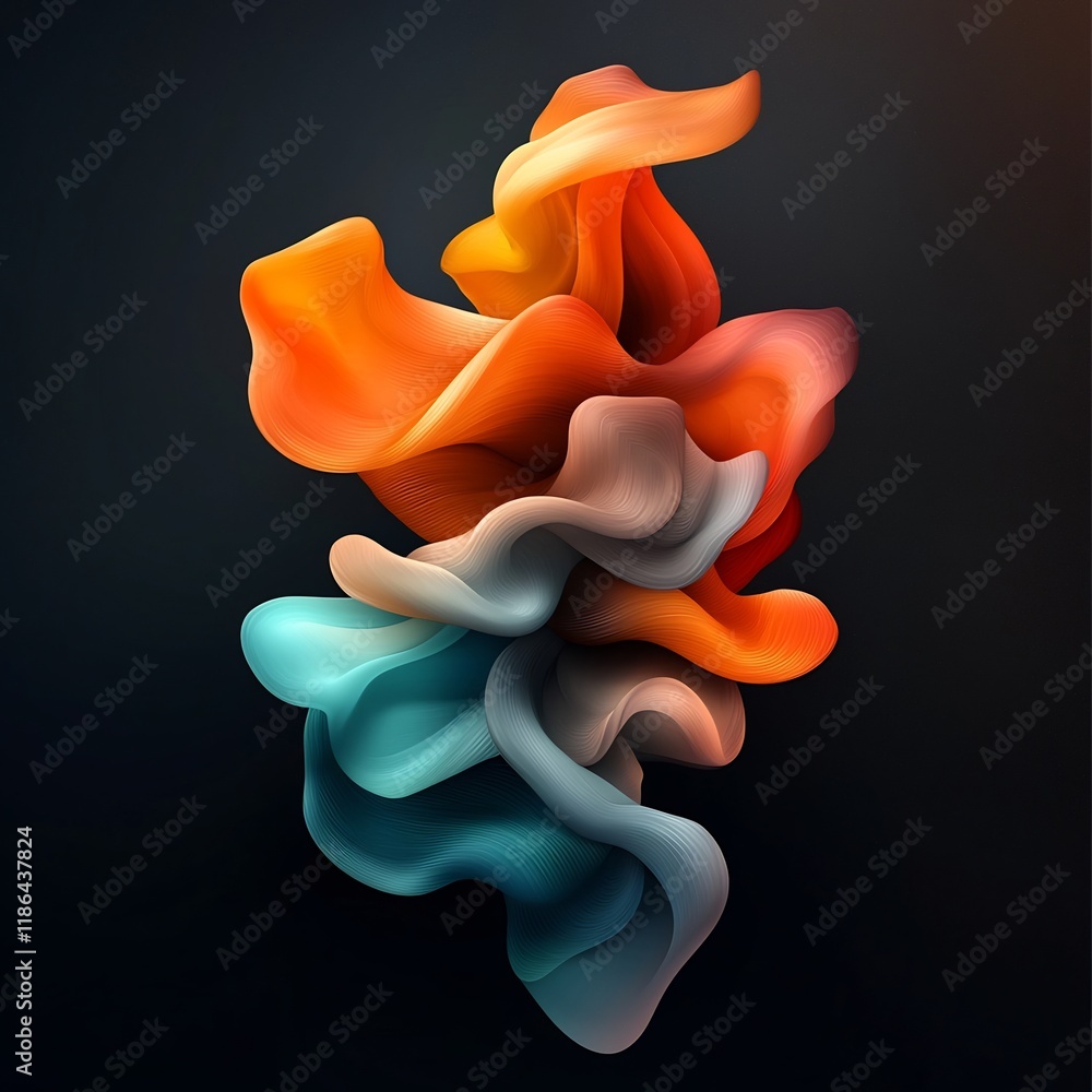 Poster captivating undulating iridescent abstract digital with shimmering kaleidoscopic textures flowing et
