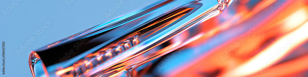 Aufkleber abstract image of reflective cylindrical object with orange and blue gradient
