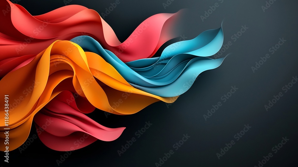 Poster mesmerizing abstract background with a dynamic flowing composition of vibrant neon colored iridescen