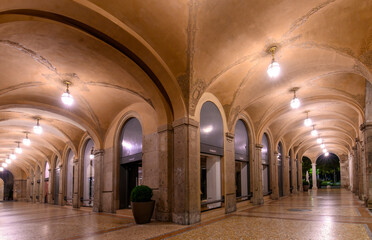 Obraz premium Bergamo, Italy. Piacentinian Center or Centro Piacentiniano, an urban architectural complex located in the lower town city center 