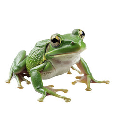 Obraz premium Photorealistic Green Frog Isolated on Clean transparent background for Nature and Wildlife Themes
