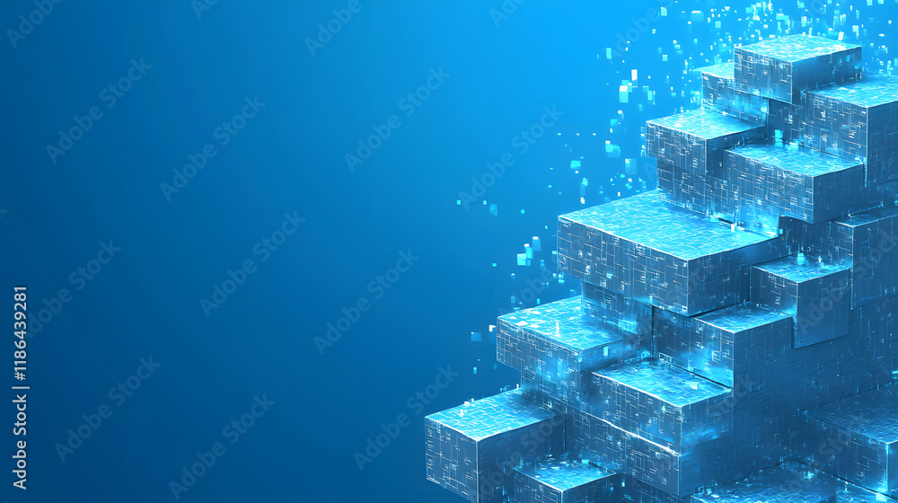 Aufkleber a serene underwater scene featuring layered blocks surrounded by bubbles, conveying a sense of tranq
