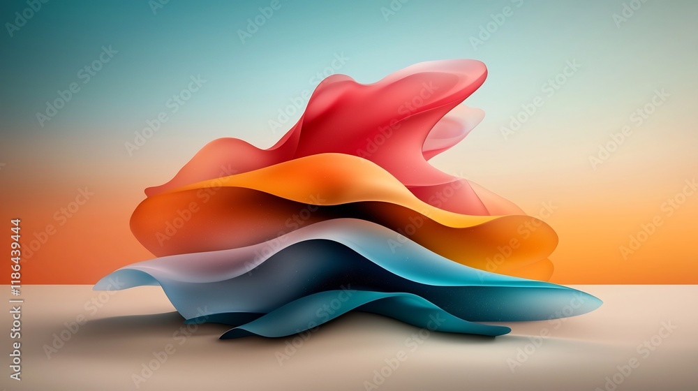 Poster mesmerizing abstract background design featuring vibrant iridescent waves and shapes with a mystical