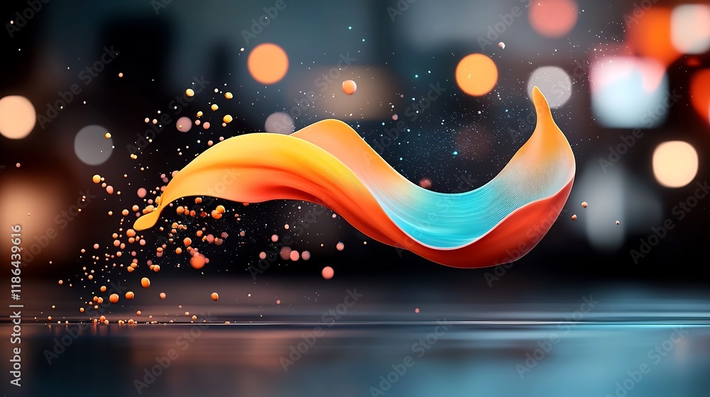 Aufkleber mesmerizing iridescent waves in a dynamic captivating digital art composition with a dreamlike futur