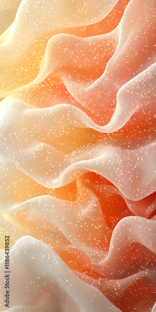 Poster sunset drape: abstract image of flowing fabric with a warm sunset gradient. the texture is smooth wi