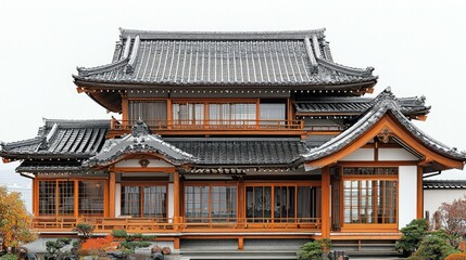 Fototapeta premium Majestic Japanese Architecture: A Traditional House in Japan