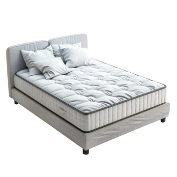 Photorealistic Image of Isolated White Waterbed with Cushions on Clean Background