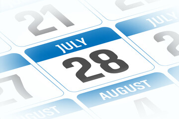 28 July calendar day vector illustration