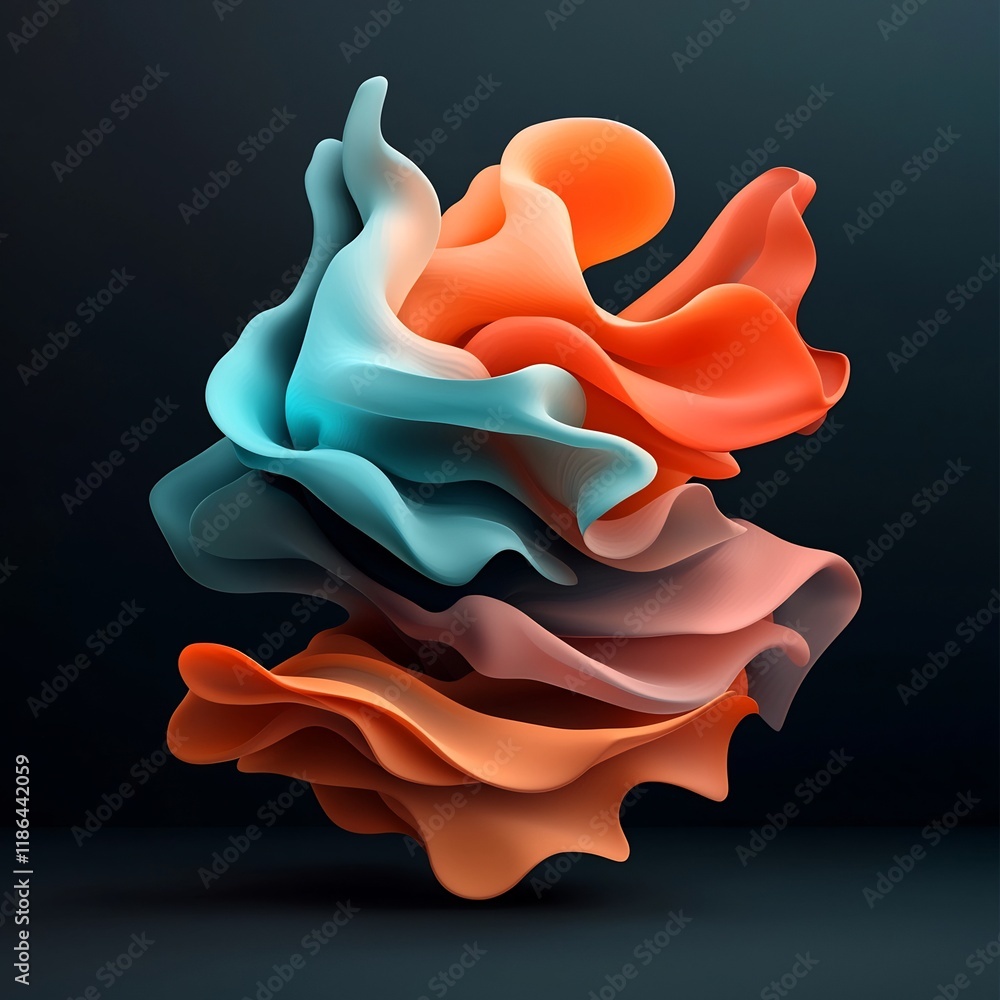 Poster captivating ethereal abstract design with fluid fractal shapes and hypnotic color gradients modernis