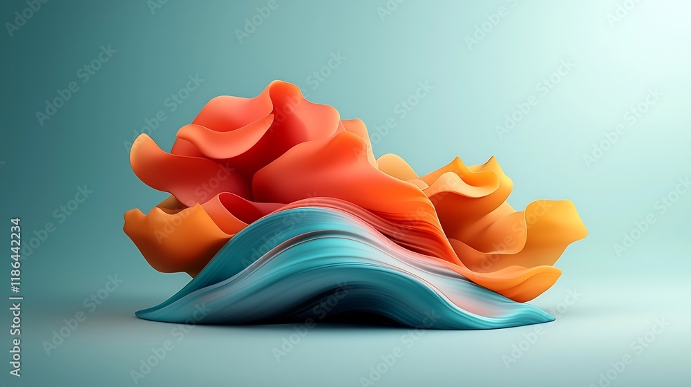 Poster captivating abstract background design featuring a wavy iridescent shape with fluid movement and int