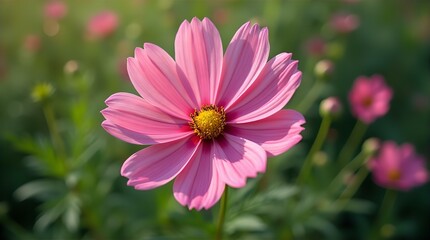 Obraz premium A breathtaking image of numerous delicate, light pink flowers, showcasing a soft, pastel color palette and a dreamy, ethereal mood