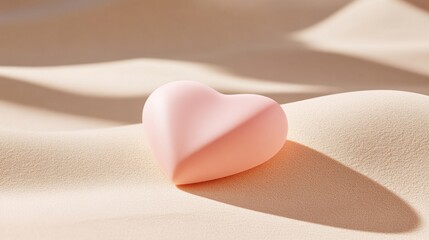 Pink Heart on Textured Sandy Surface