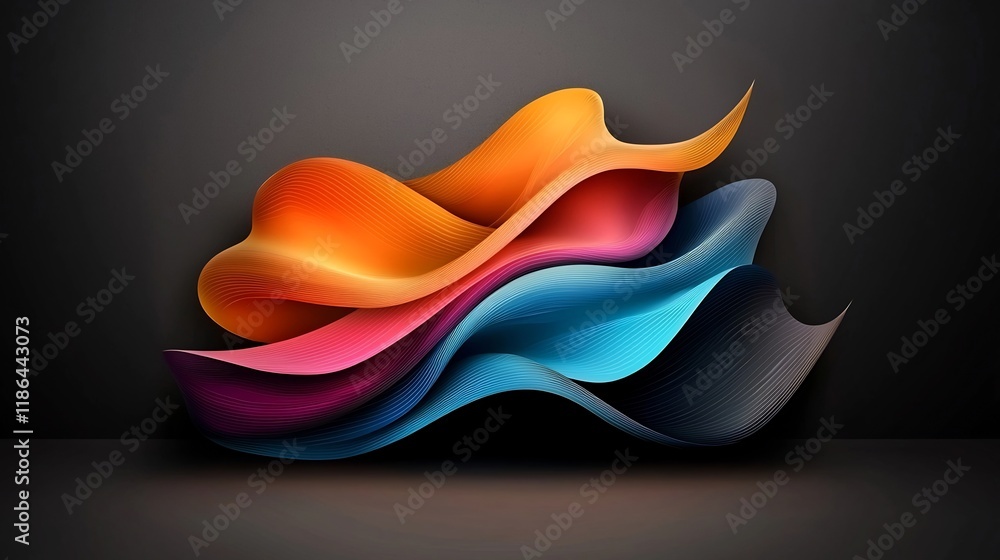 Aufkleber mesmerizing abstract background design featuring wavy iridescent shapes with a holographic futuristi