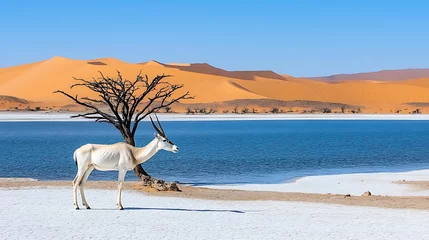 Oryx Antelope in Desert Oasis Landscape  Namibia © RAKSIWAH