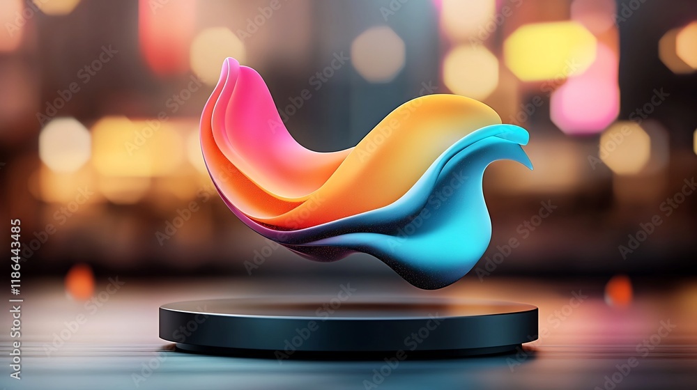 Poster captivating and mesmerizing abstract background design featuring a wavy iridescent shape that appear