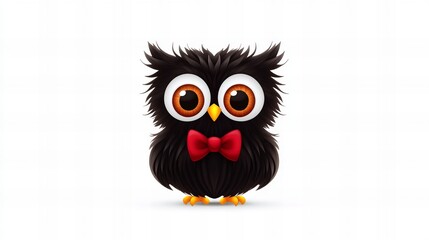 Obraz premium Adorable cartoon owl with big eyes and a red bow tie. Perfect for kids' designs!