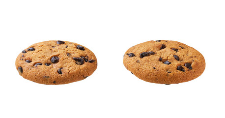 Сhocolate chip cookies. Round chocolate chip cookies isolated on white background.
