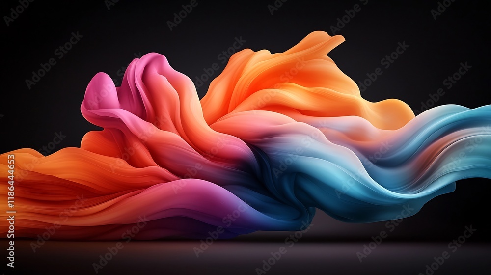 Poster vibrant iridescent waves an mesmerizing abstract digital art composition featuring fluid tie dye ins