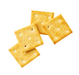 Crackers isolated. Square crackers isolated on white background , top view.