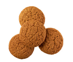 oatmeal cookies isolated, top view. Round oatmeal cookies isolated on a white background , top view.