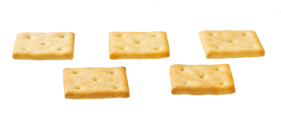 Crackers isolated. Square crackers isolated on white background.