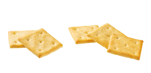 Crackers isolated. Square crackers isolated on white background.