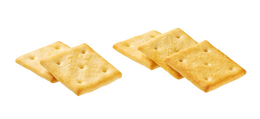 Crackers isolated. Square crackers isolated on white background.