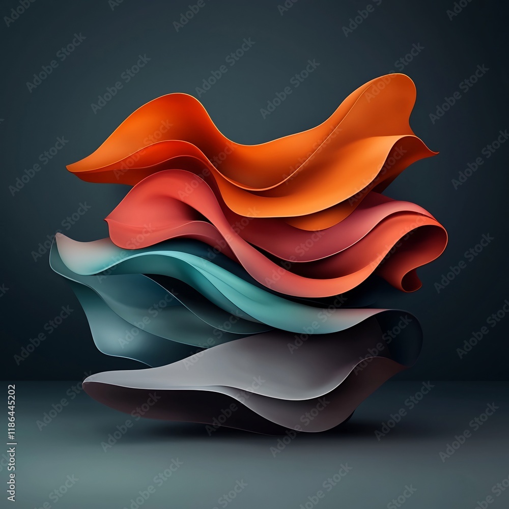 Poster mesmerizing iridescent waves captivating abstract digital art composition with dynamic fluid forms s