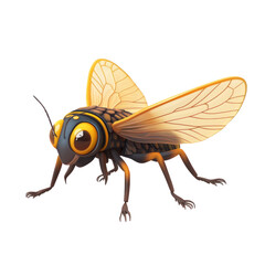 Fototapeta premium Cute Cartoon Cicada in 3D Style on transparent background.