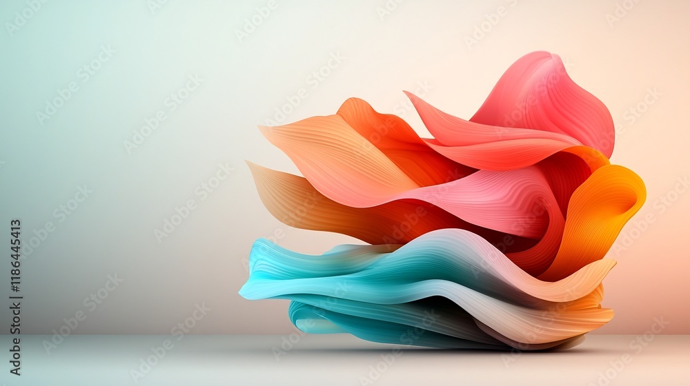 Poster mesmerizing abstract background design featuring an intricate wavy iridescent shape in a visually st