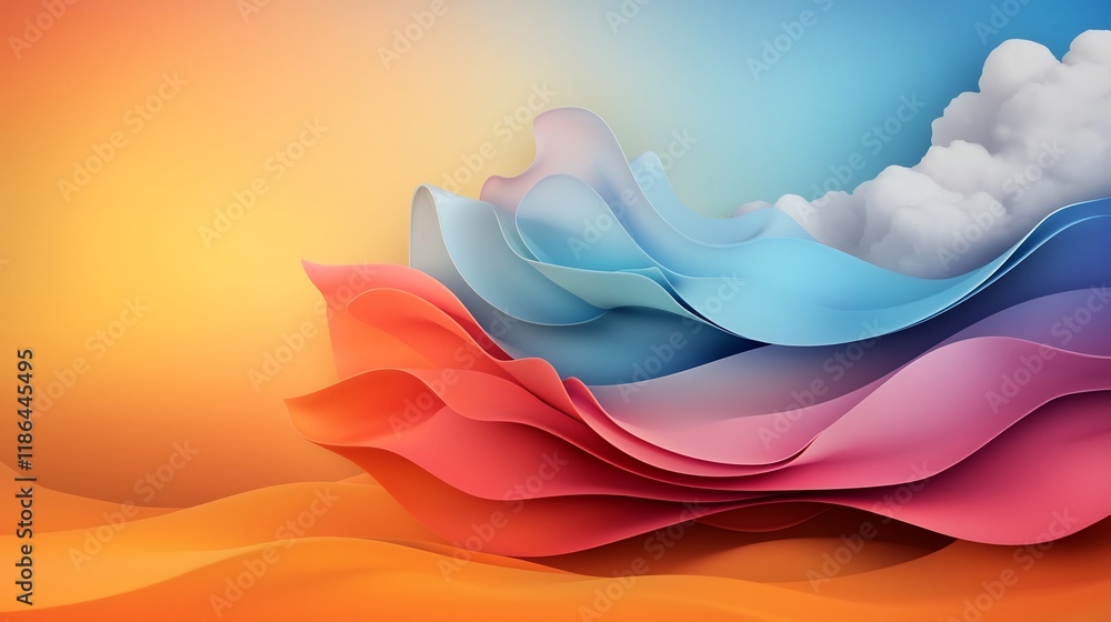 Aufkleber vibrant prismatic dreamscape with iridescent wavy shapes and a shimmering ethereal texture set again