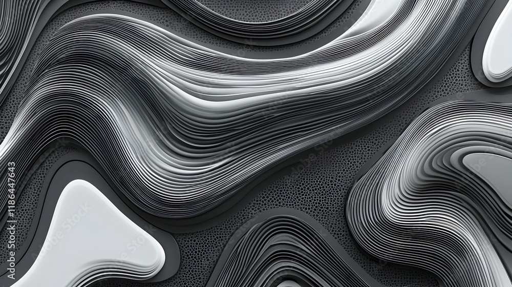 Aufkleber abstract grayscale layered wave pattern. stylish background for design projects.