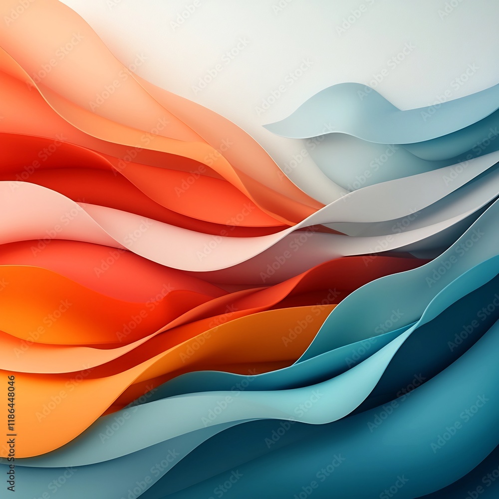 Poster mesmerizing abstract background with sinuous sheer and translucent iridescent forms in a soft muted 