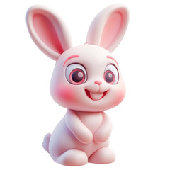 Obraz premium Cute 3D Cartoon Rabbit Icon with Bright Features and Cheerful Expression on transparent background