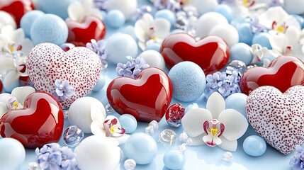 Romantic Valentine s Day Hearts  Orchids   Stones