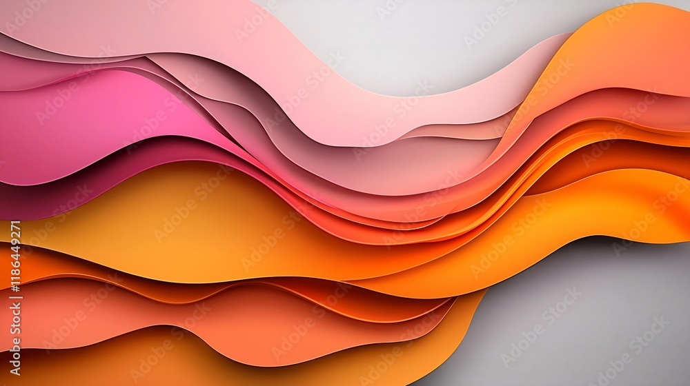 Poster stunning abstract digital featuring vibrant shimmering iridescent waves in a mesmerizing gradient of