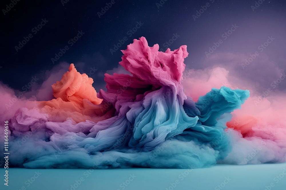 Poster vibrant and dynamic abstract background featuring rippling prismatic fluid forms in cool tones of bl