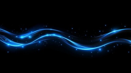 Abstract blue background with glowing connections and dots, a technology concept banner for a digital network or internet connection on a dark background