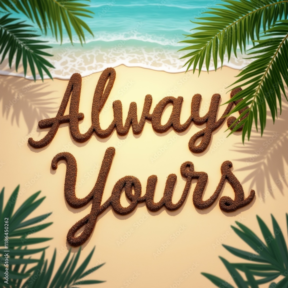 Poster the image is a digital illustration of a beach scene with the words 