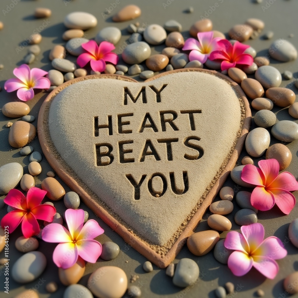 Poster the image is a digital illustration of a heart-shaped stone with the words 