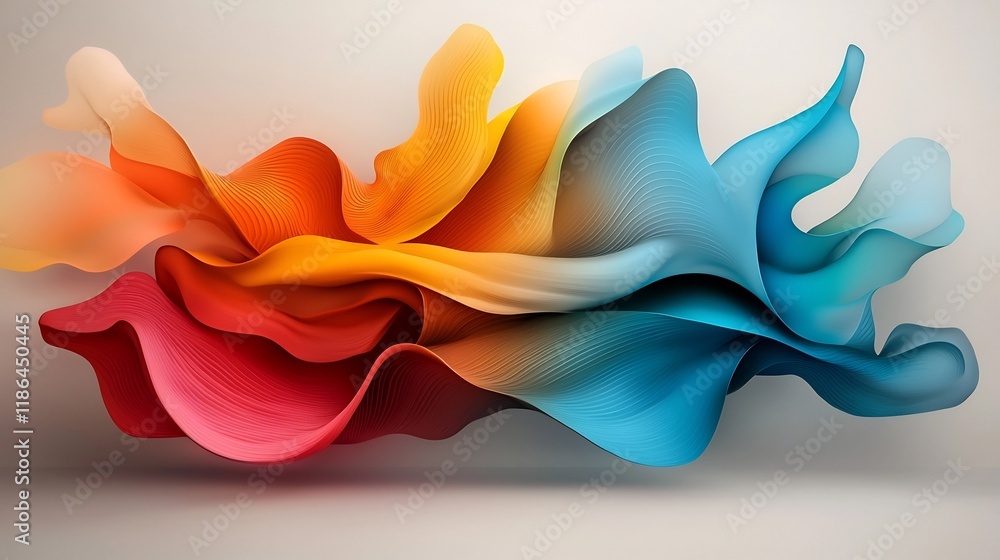 Poster highly detailed and textured abstract background featuring iridescent kaleidoscopic shapes with shim