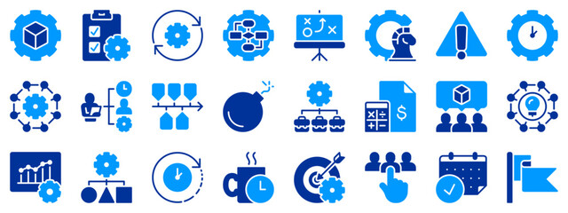 Solid icons about project management