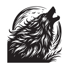 Silhouette of a wolf vector illustration on white background