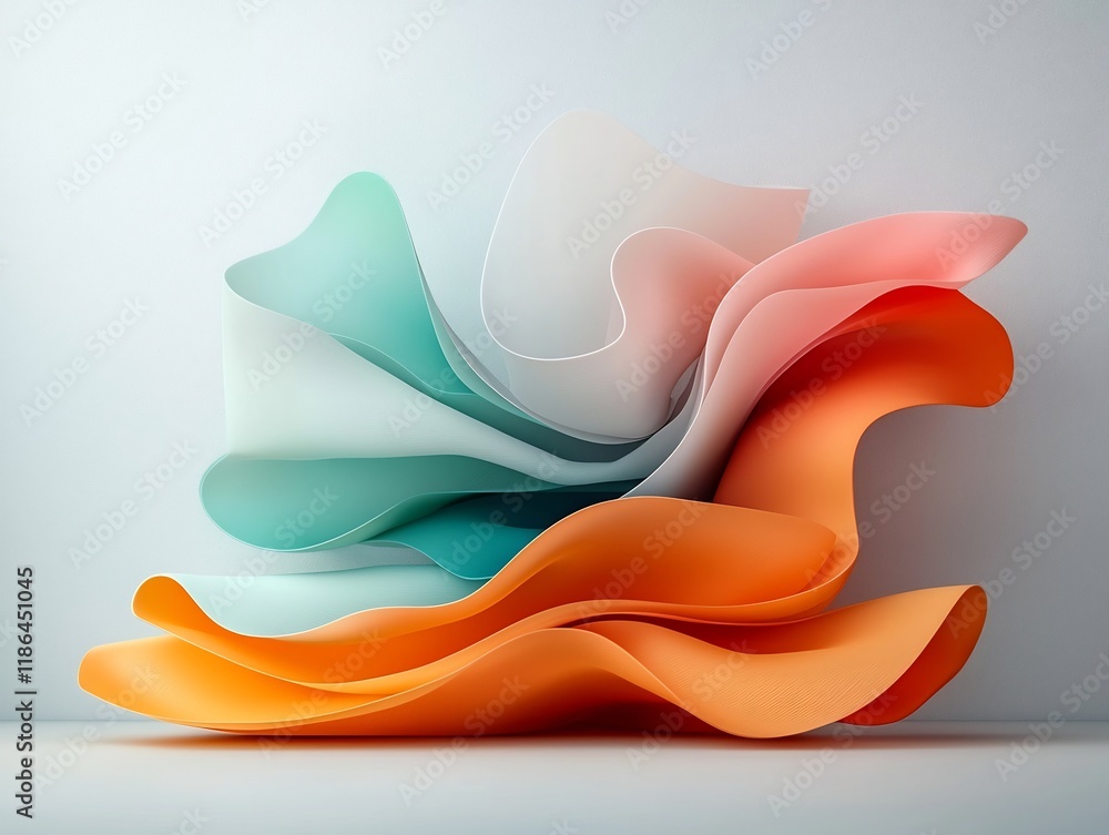 Poster mesmerizing surreal abstract composition featuring undulating prismatic shapes in a harmonious paste