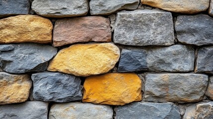 High-Quality Close-Up Image of an Old Stone Wall with Detailed Texture and Unique Colors, Ideal for Various Background and Design Purposes