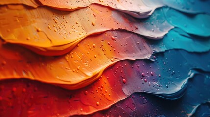  A clear HD shot of a contemporary abstract wall painting with vibrant colors and fine detail, displayed on a smooth, neutral-colored wall