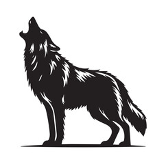 Silhouette of a wolf vector illustration on white background