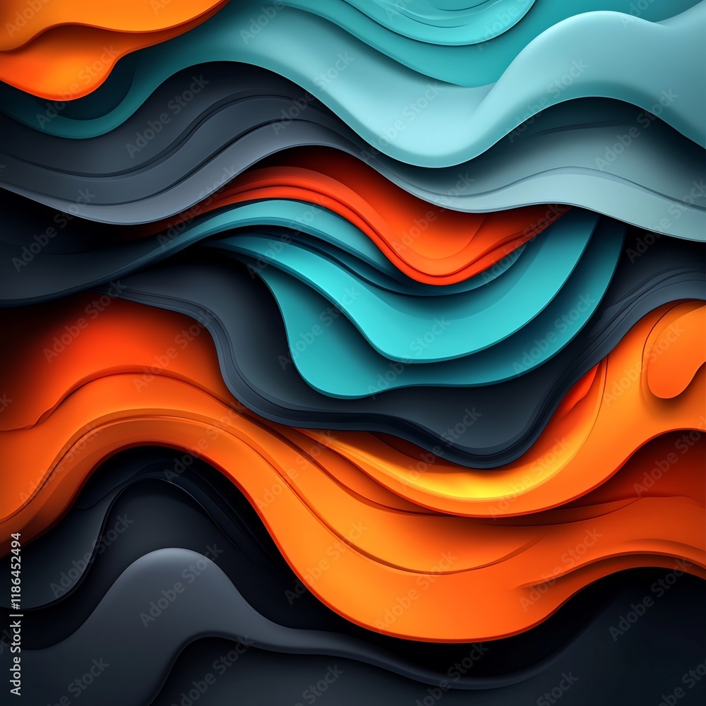 Poster captivating abstract design featuring vibrant shimmering wavy forms in a mesmerizing neon palette cr