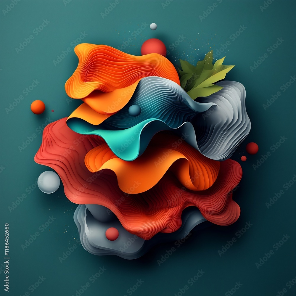 Aufkleber captivating neon waves experimental digital featuring vibrant shimmering abstract shapes in a mesmer